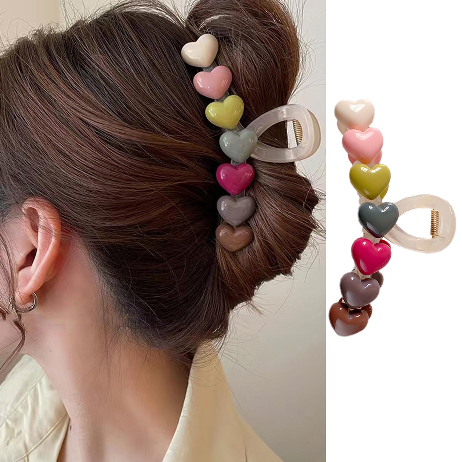 Bicolor Heart Twinkle Hair Clip Heart Snap Clips, Red Heart Clips